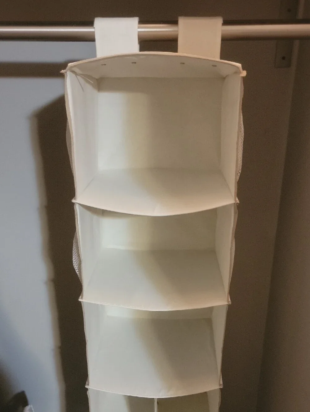 Canvas Hanging Closet Organizer - Cream 9-Shelf And 4 Pocket Storage